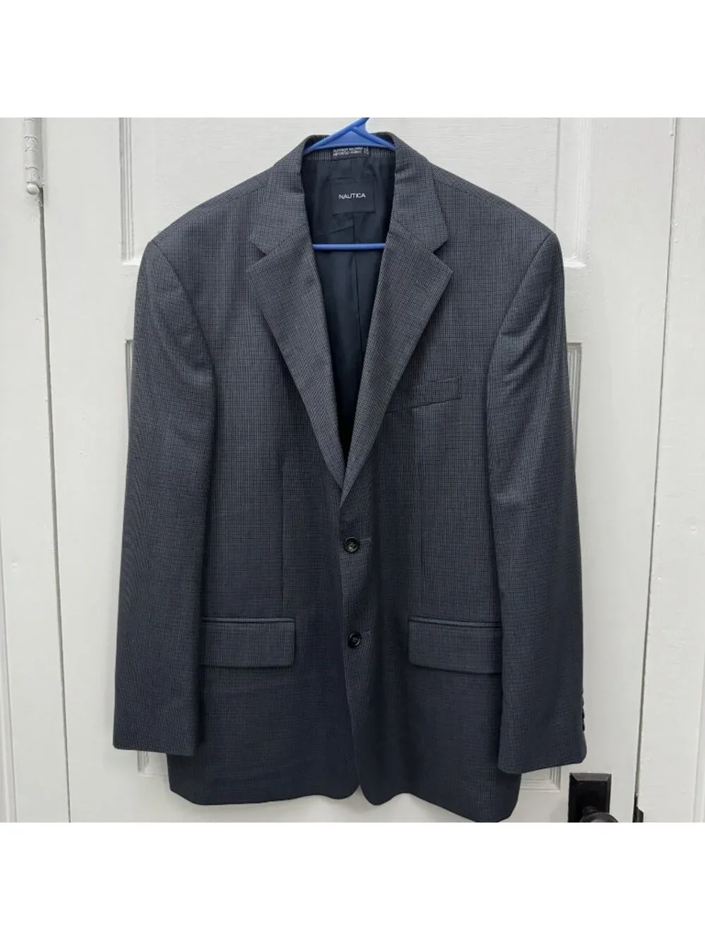 Nautica Mens 46R Gray 100% Wool Sport Coat Blazer 2 Button Classic